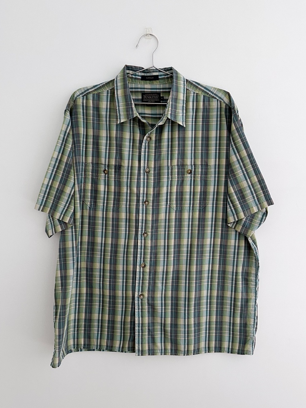 Pendleton Men's XL Plaid Short Sleeve Cotton Blend Button Down Outdoor Grandpa